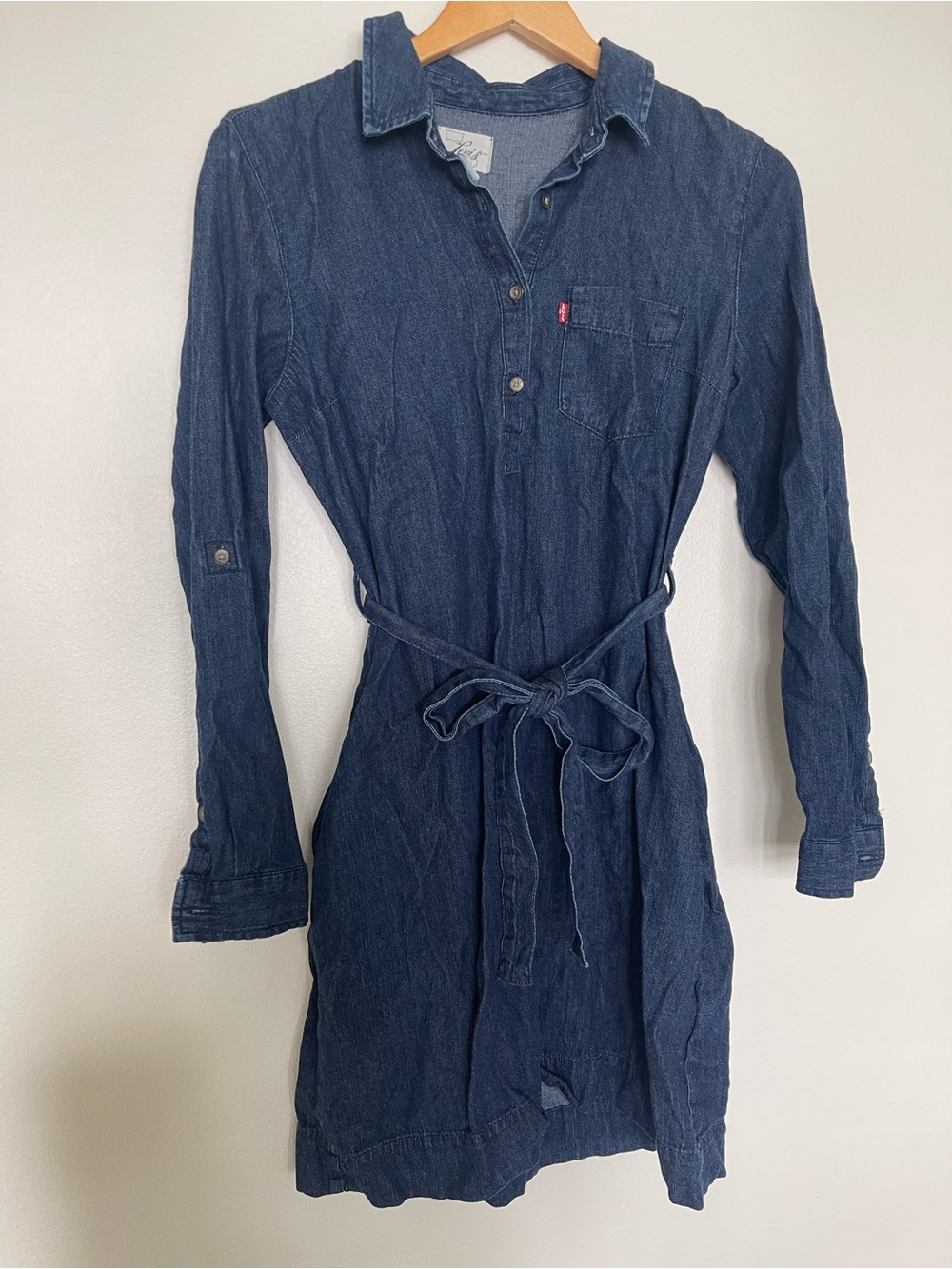 Levi's Dark Blue Long Sleeve Denim Shirt Dress